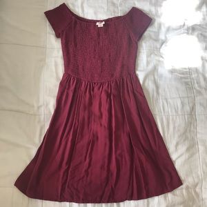 Maroon/Burgundy off the shoulder dress